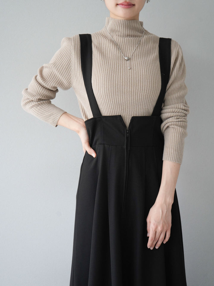 [預訂] 瓶頸羅紋針織上衣/米色