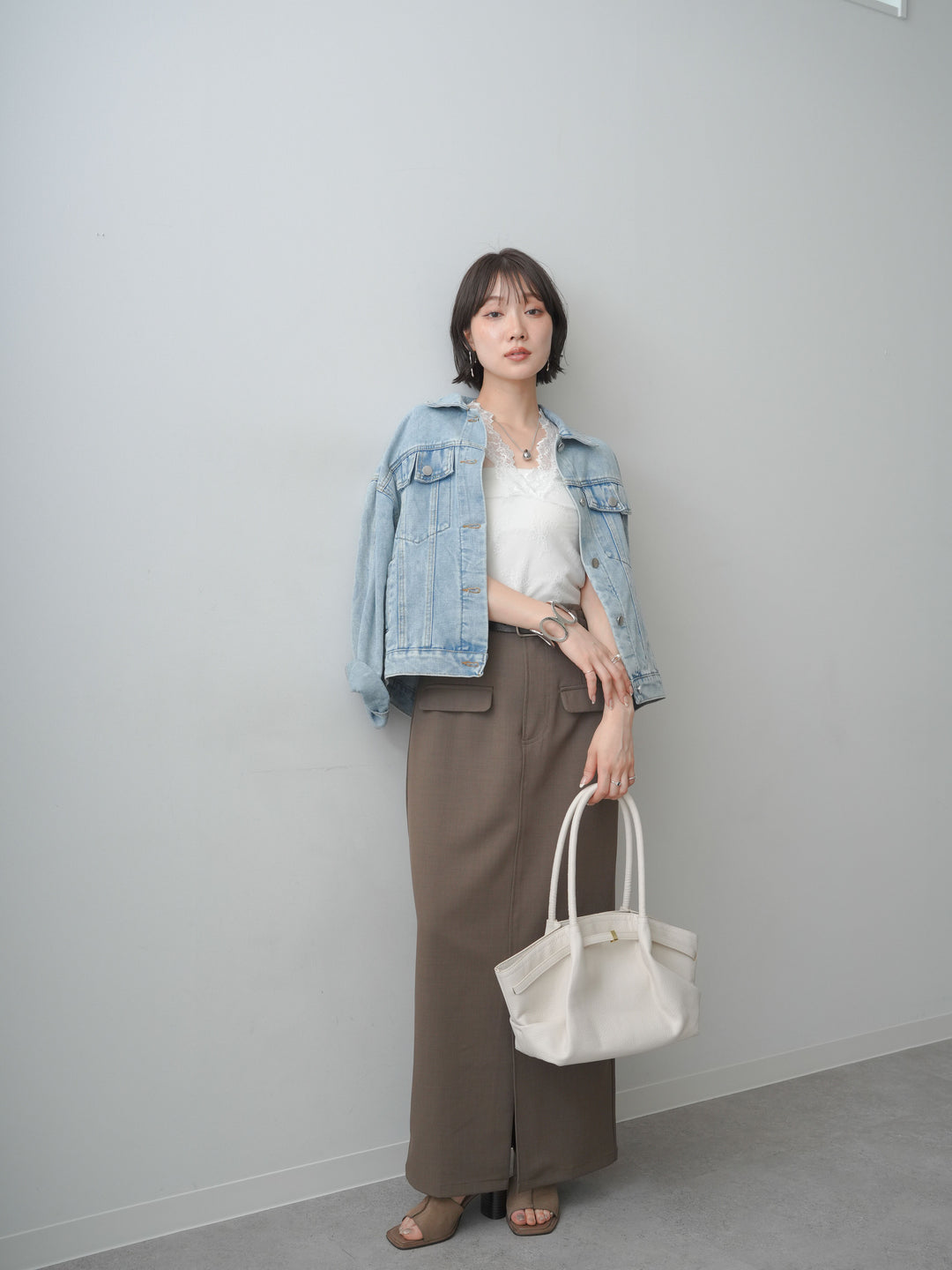 [予約]フラップデザインデニムジャケット/lightblue
