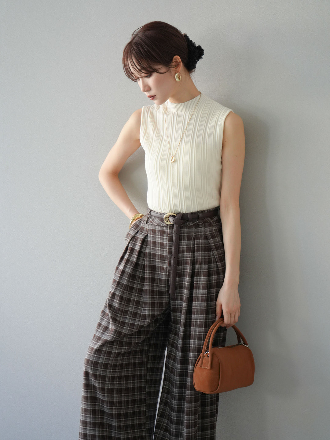 [予約]スリーブレスランダムリブニットトップス/アイボリー