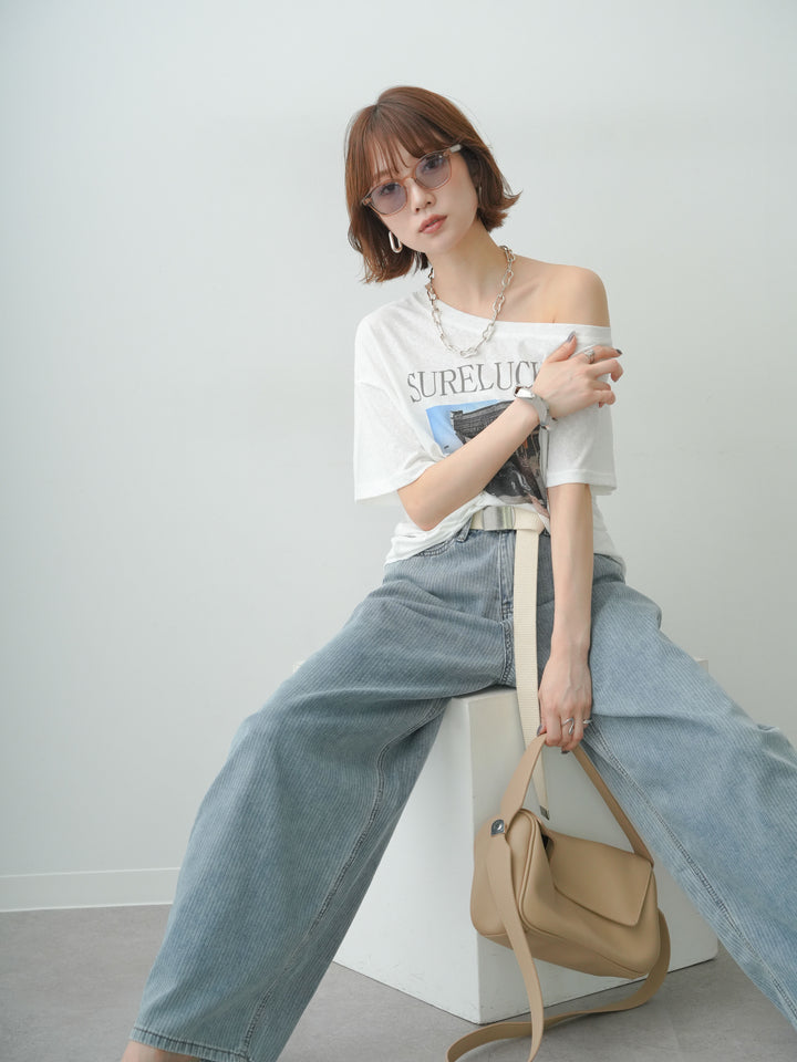 [SET]ワイドネックプリントTEE+選べるアクセセット(2set)