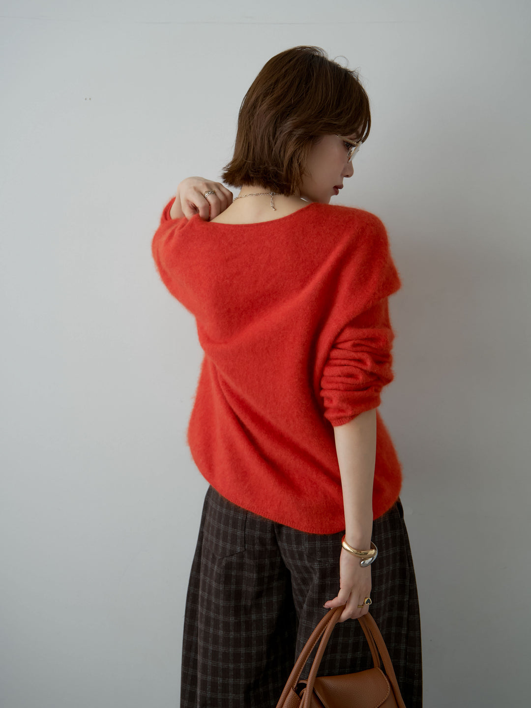 [SET]カシミア混フェザータッチVネックニットトップス+選べるアクセセット(2set)