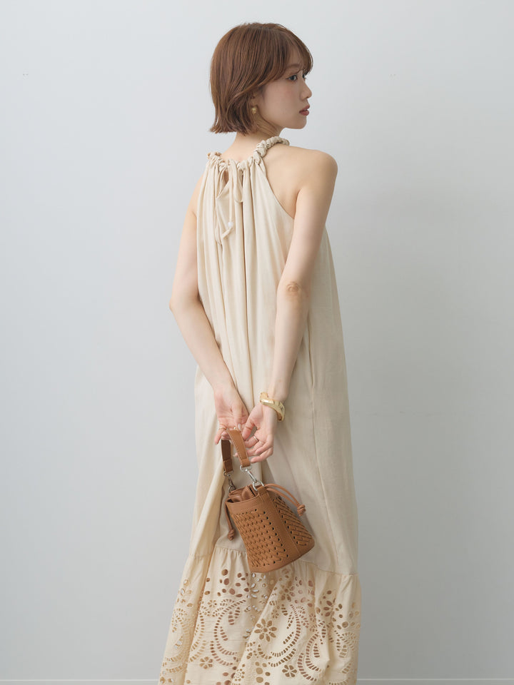 [予約]スカラップヘムカットワークレースキャミワンピース/beige
