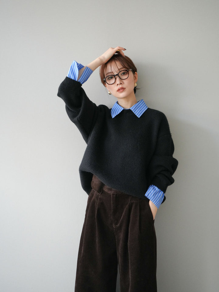 [予約]2WAY襟ニットプルオーバー/black