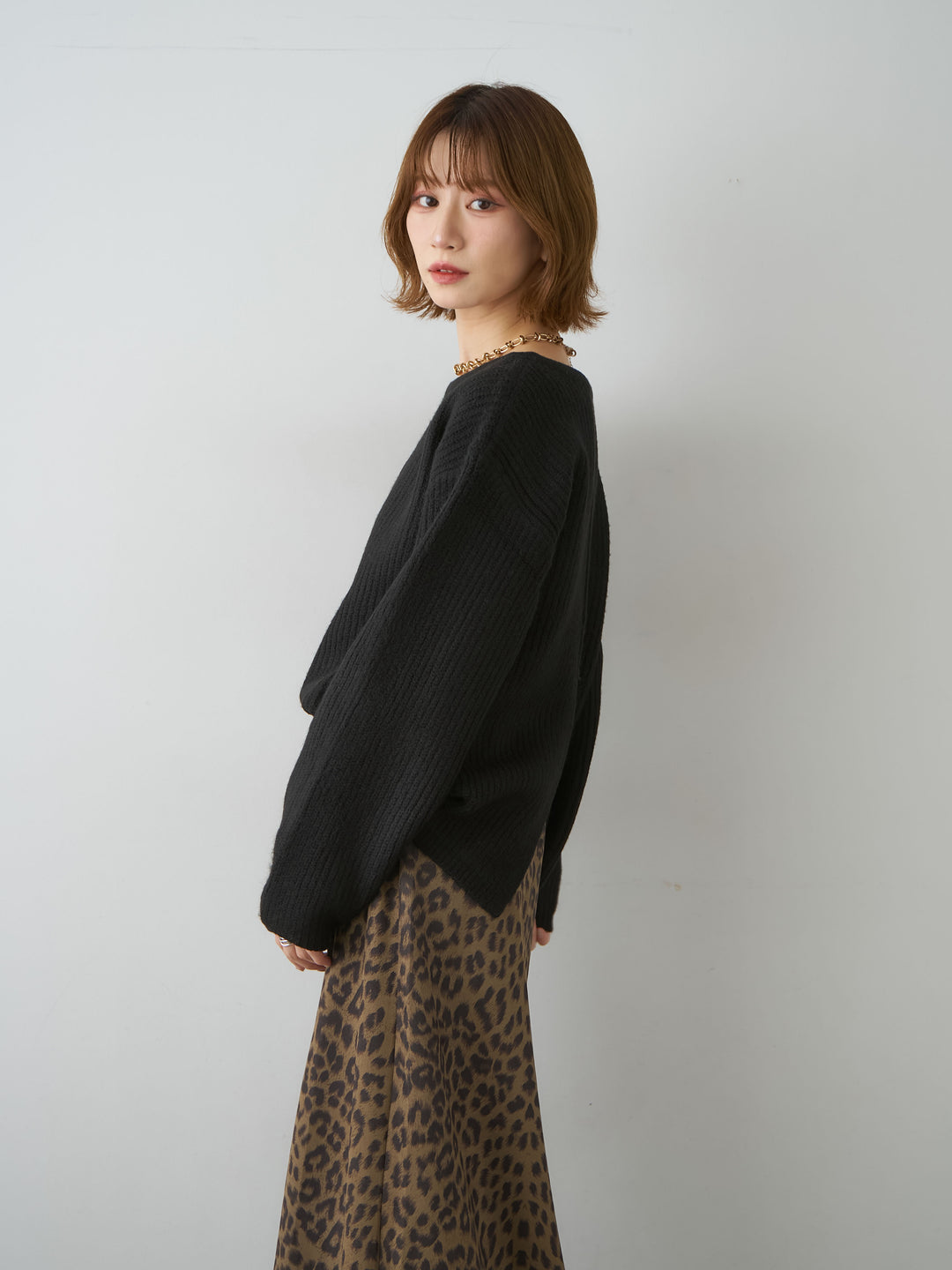 【套裝】雙向開衩羅紋針織衫 + 雙向開衩羅紋針織衫（2件套裝）