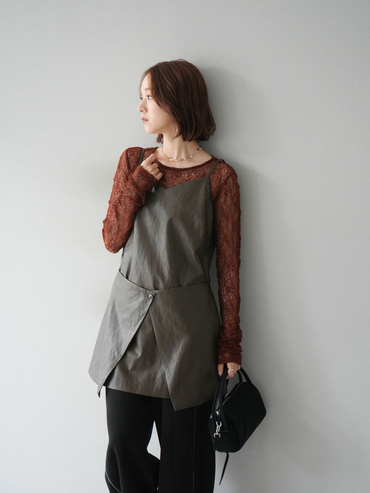 [予約]レイヤードレザーキャミソールチュニック/ブラウン