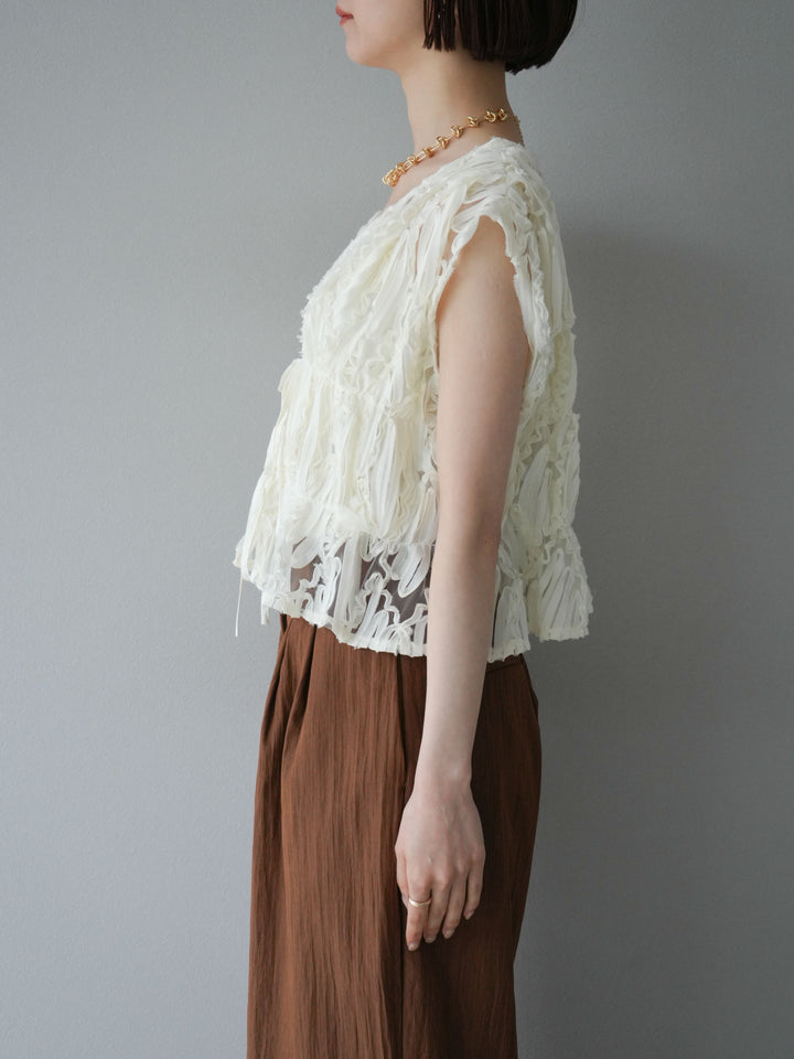 [予約]ジャガードレースリボントップス/アイボリー