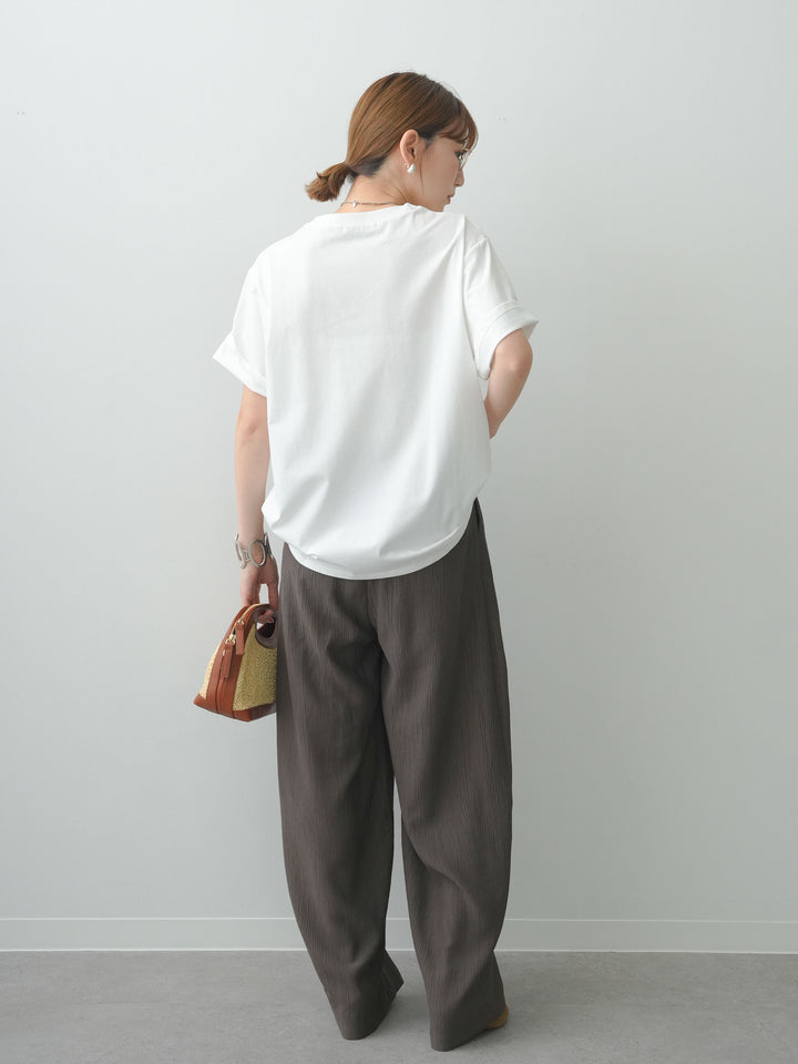[SET]クールタッチアートロゴオーバーTEE+ベルト付ワッシャーライトワイドパンツ(2set)
