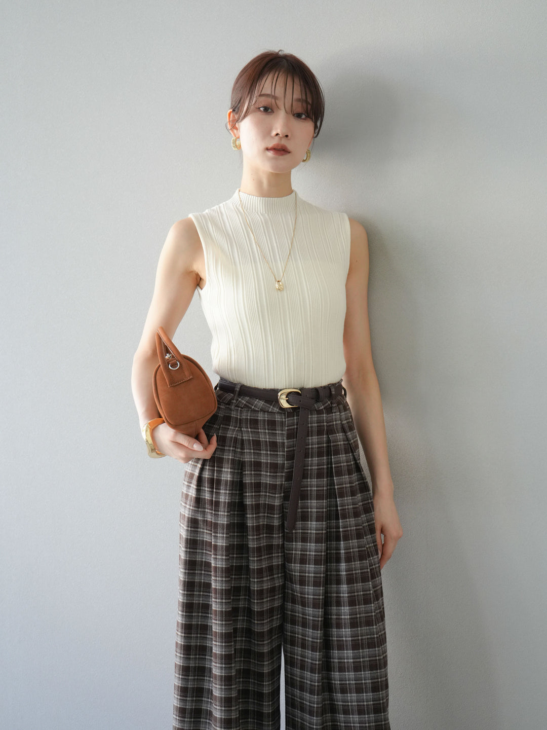 [予約]スリーブレスランダムリブニットトップス/アイボリー