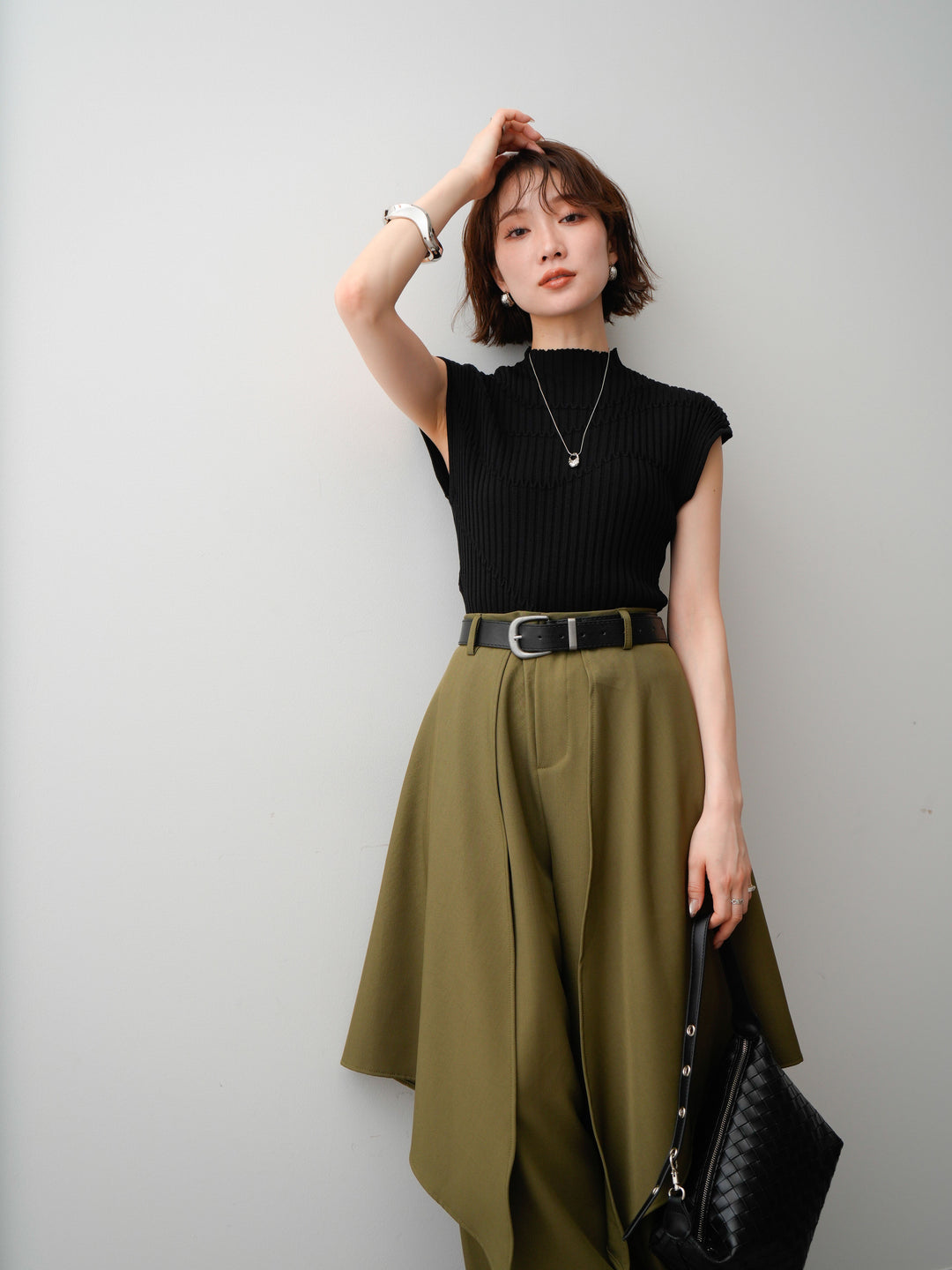 【套裝】Mode Line 羅紋法式針織上衣 + Mode Line 羅紋法式針織上衣（兩件套）