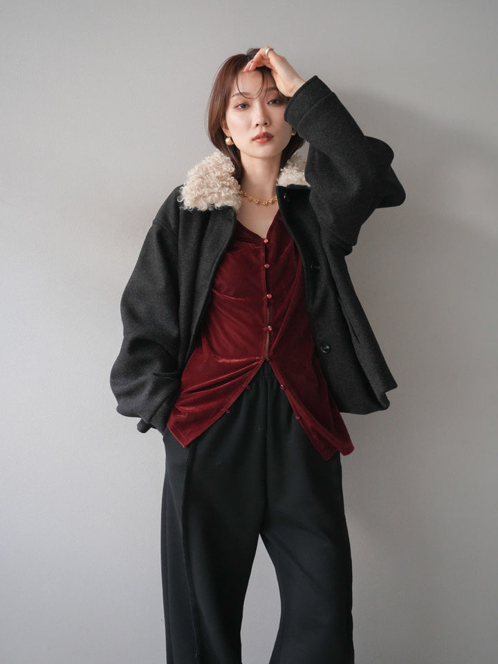 [予約]ロービングボアえりブルゾン/black