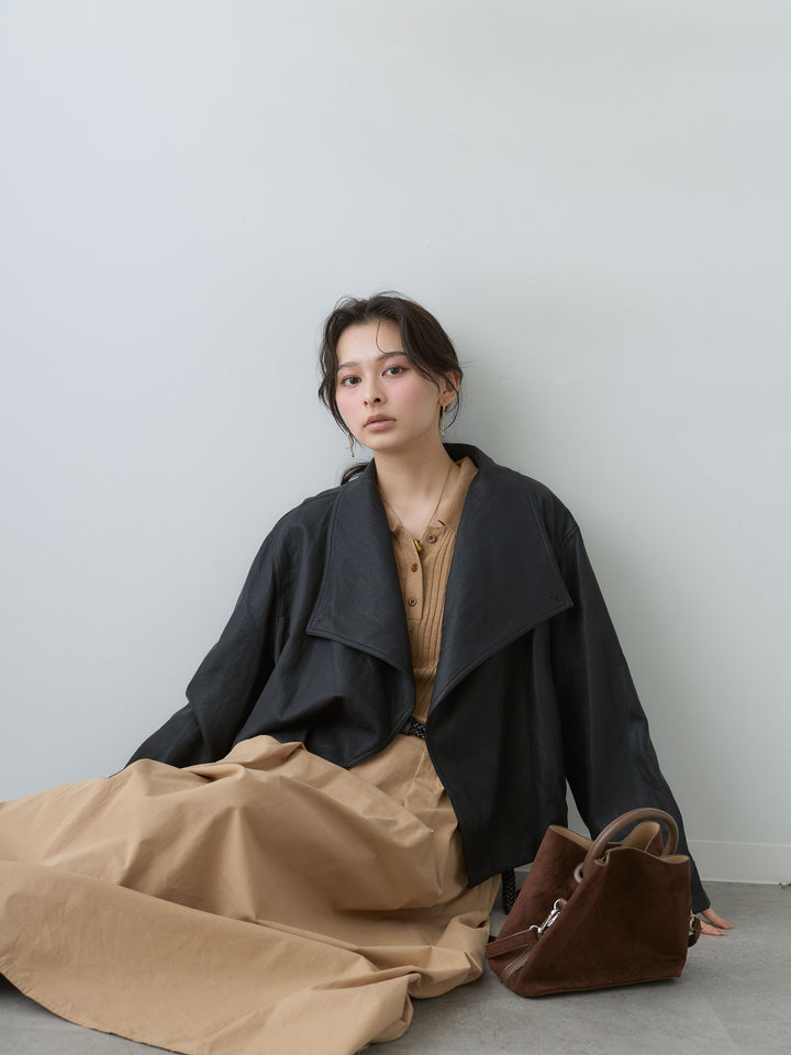 [SET]ドレープレザーショートジャケット+ドレープレザーショートジャケット(2set)
