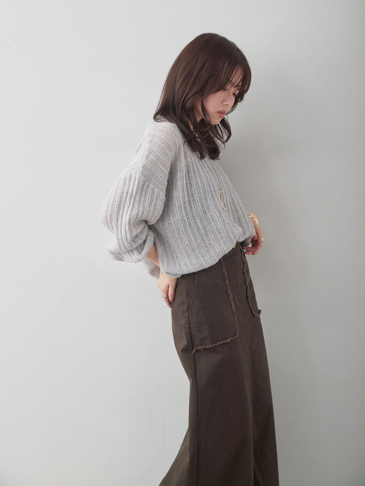 [予約]シアーリブドルマンニットトップス/lightbeige