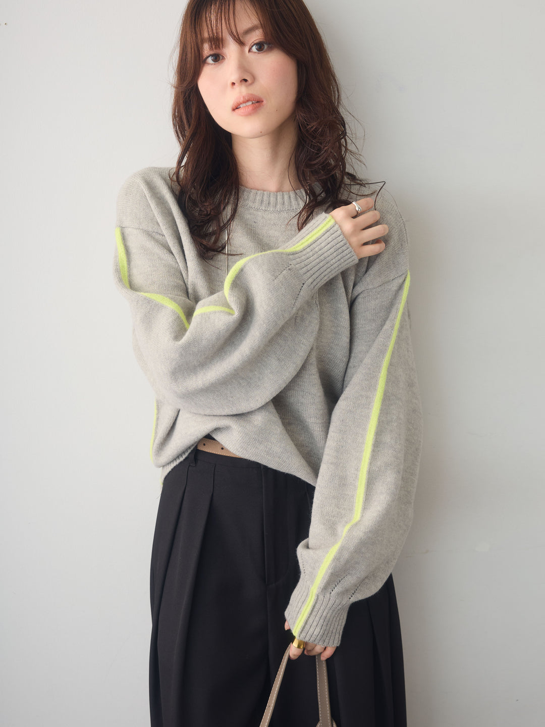 [SET]アルパカタッチサイドバイカラーニットプルオーバー+アルパカタッチサイドバイカラーニットプルオーバー(2set)