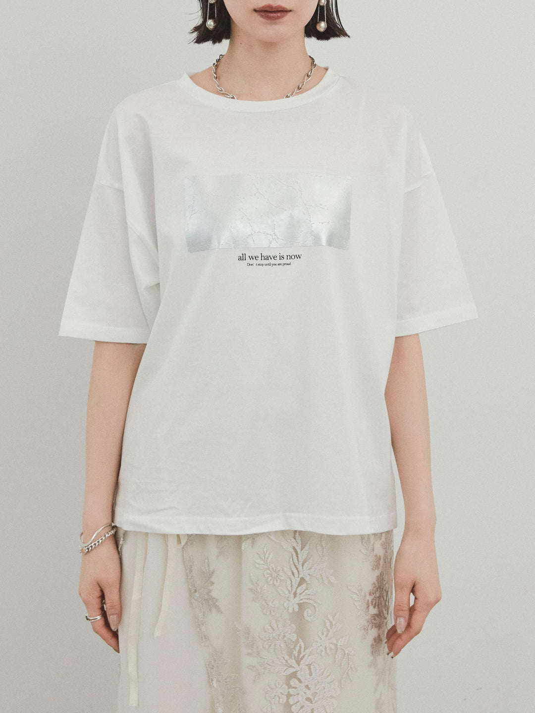 [予約]箔プリントドライタッチコットンTEE /オフ