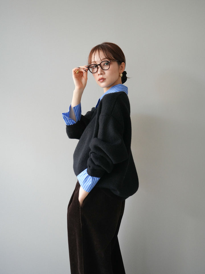 [予約]2WAY襟ニットプルオーバー/black