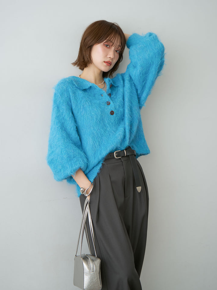 [SET]ヘンリーシャギーニットトップス+選べるアクセセット(2set)