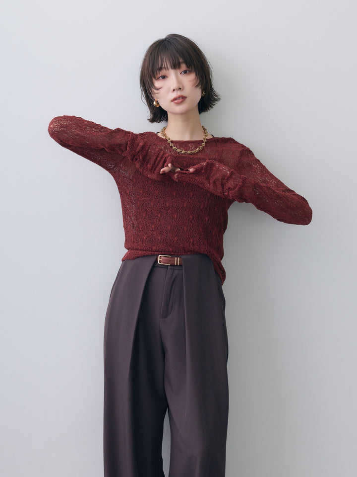 [SET]メッシュレースバックオープントップス+選べるアクセセット(2set)