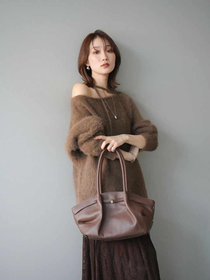 [予約]紐付きシャギーニットプルオーバー/camel