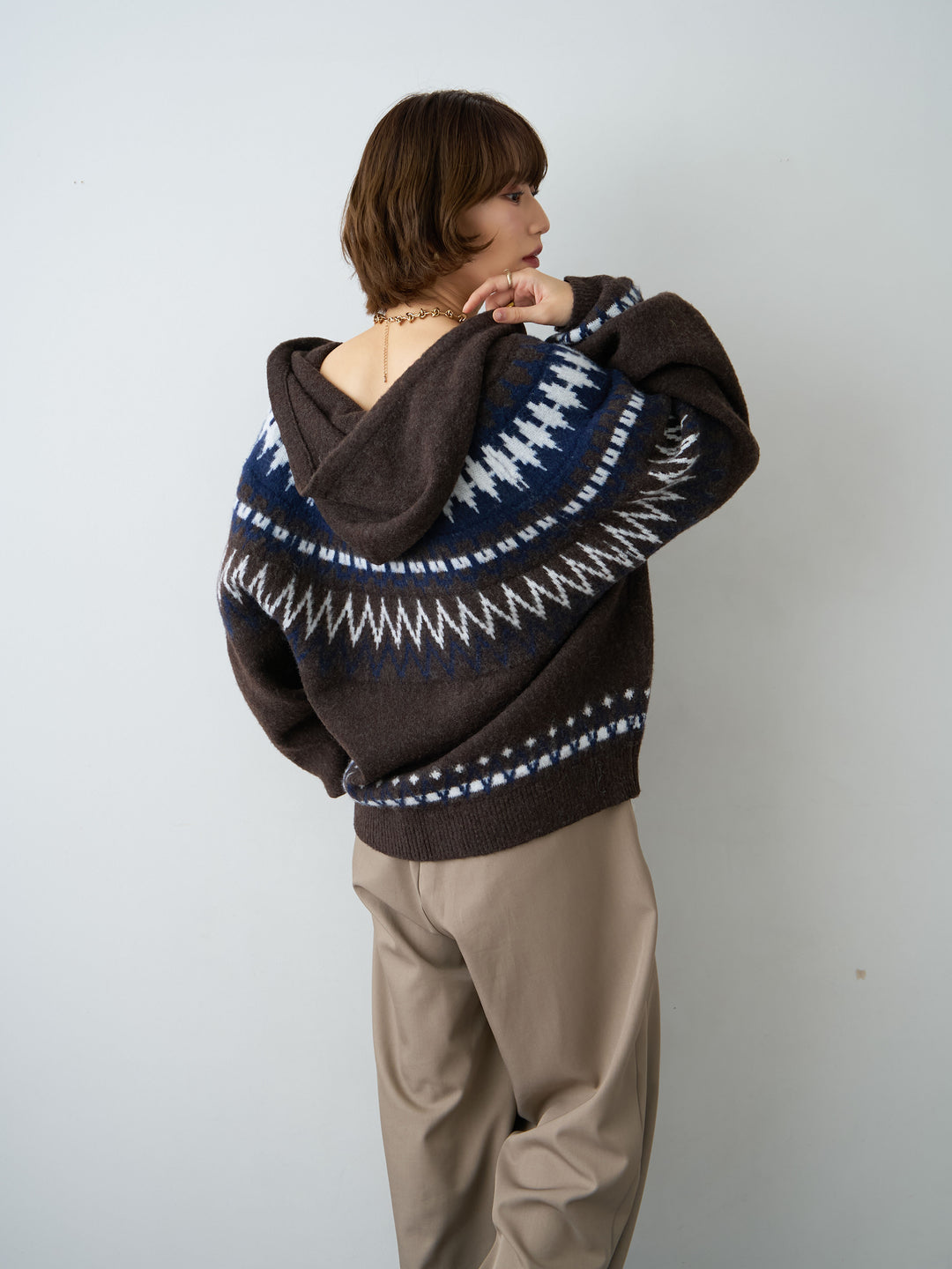 [SET]ノルディックフードカーディガン+選べるアクセセット(2set)