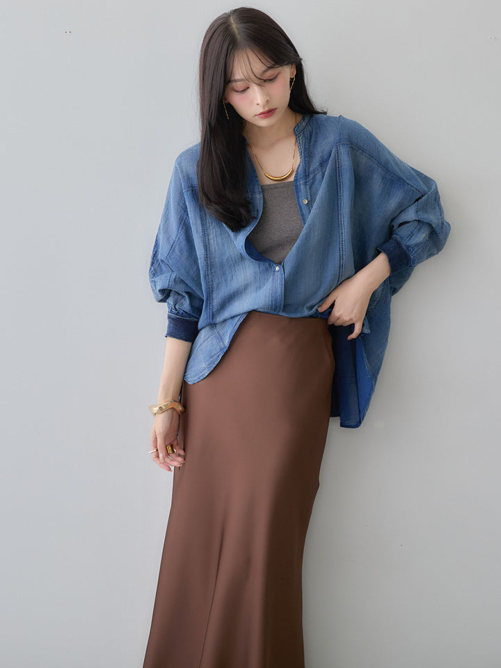 [SET] 透明蝙蝠洞牛仔襯衫 + 透明蝙蝠洞牛仔襯衫（2 件套）