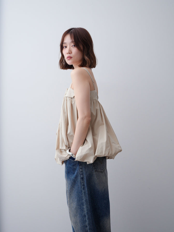 [予約]バックル付バルーンキャミトップス/beige