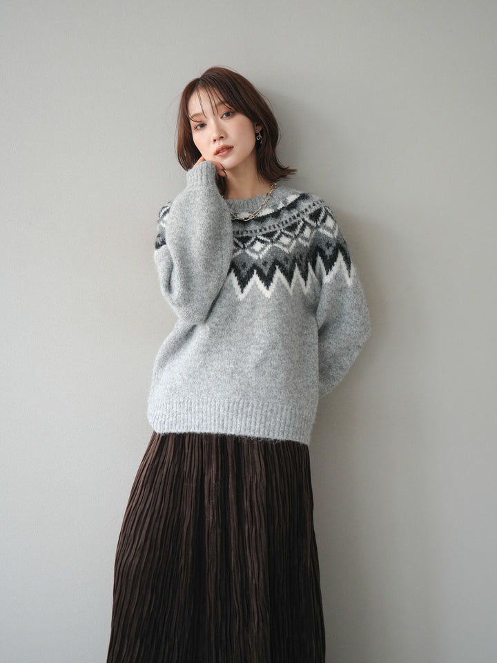 [予約]求心柄オーバーニットプルオーバー/gray