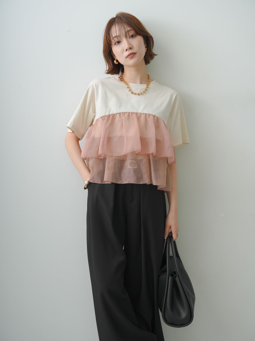 [SET]オーガンジーフリルドッキングTEE+選べるアクセセット(2set)
