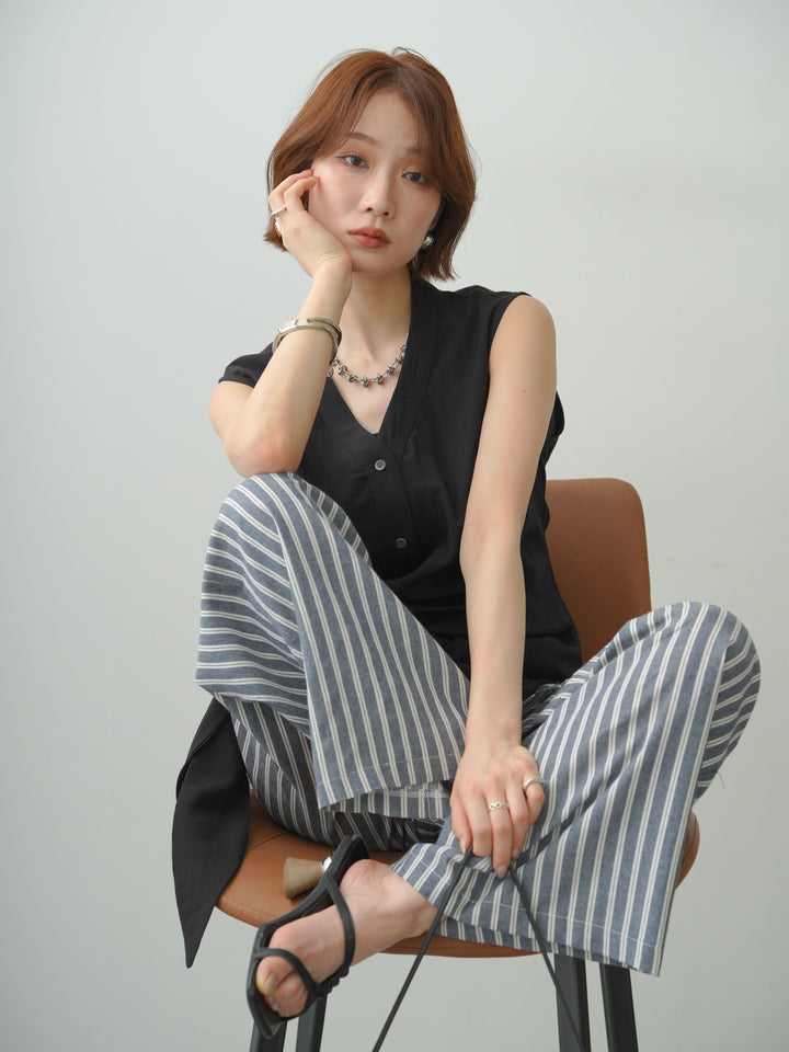 [SET]巻きデザインノースリブラウス+選べるアクセセット(2set)