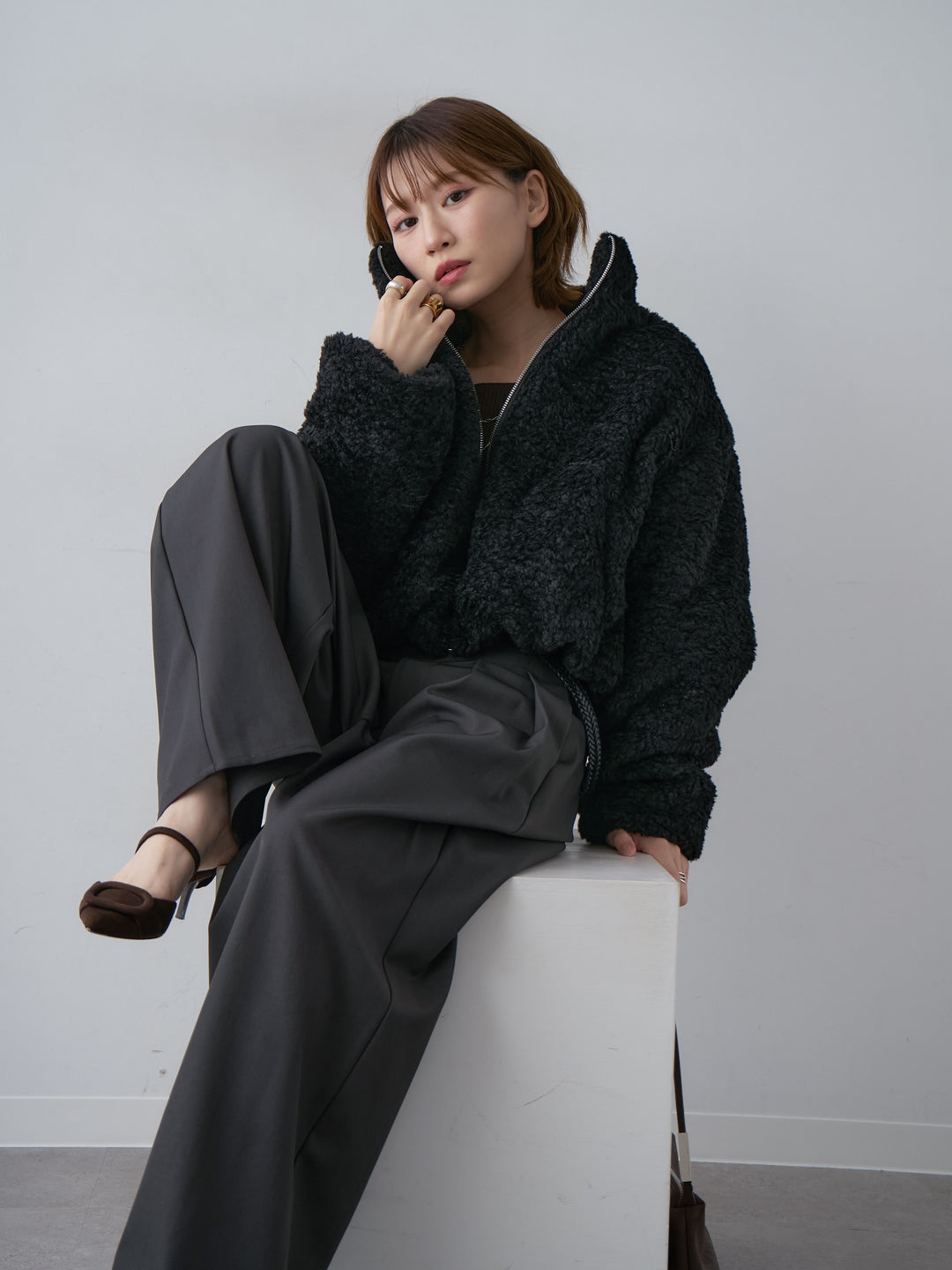 [SET] Bouclé Boa Zip Blouson + Bouclé Boa Zip Blouson (2 件套)