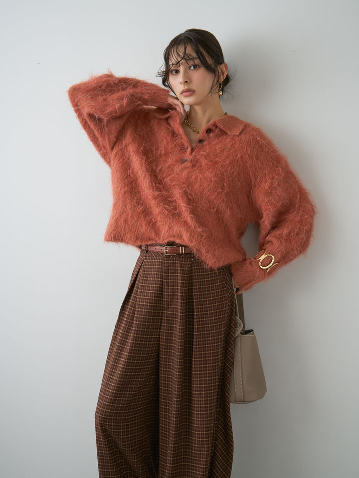[予約]ヘンリーシャギーニットトップス/terracotta