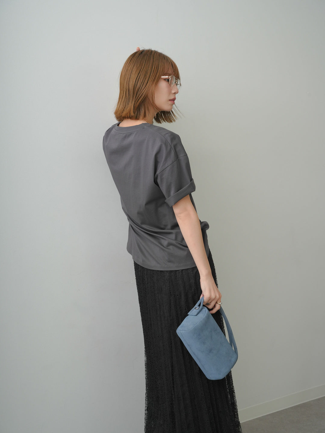 [SET]箔プリントボックスTEE+フローラルレースプリーツスカート(2set)