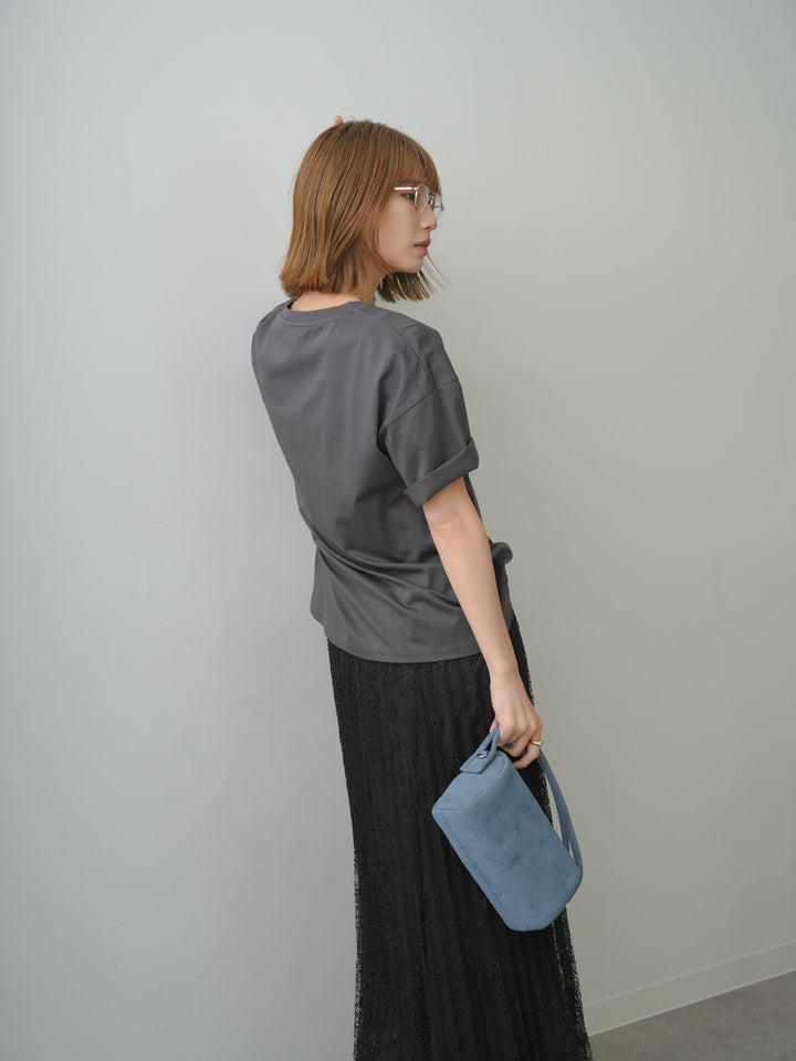 [SET]箔プリントボックスTEE+フローラルレースプリーツスカート(2set)