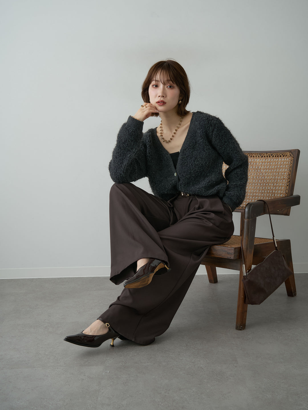 【套裝】圈圈針織短版開襟衫 + 配件套裝（2 套可選）