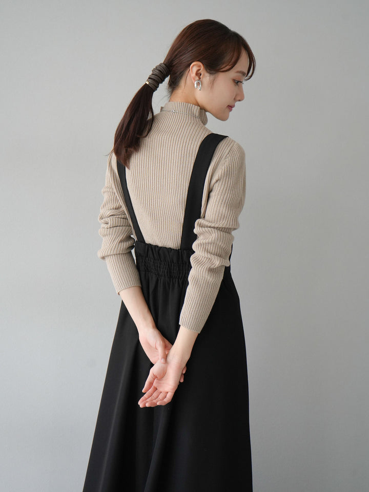 [預訂] 瓶頸羅紋針織上衣/米色