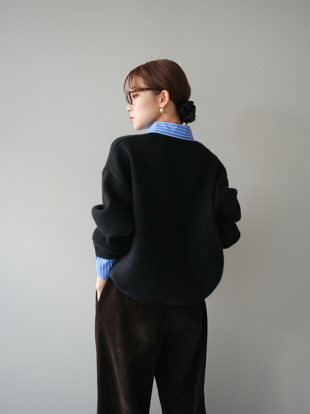 [予約]2WAY襟ニットプルオーバー/black