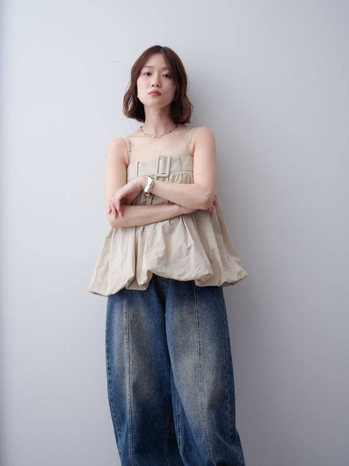 [予約]バックル付バルーンキャミトップス/beige