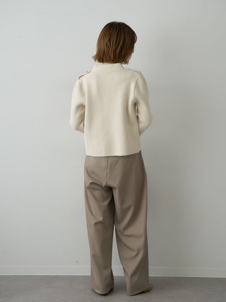 [SET]ナポレオンニットジャケット+ツイルタックワイドパンツ(2set)