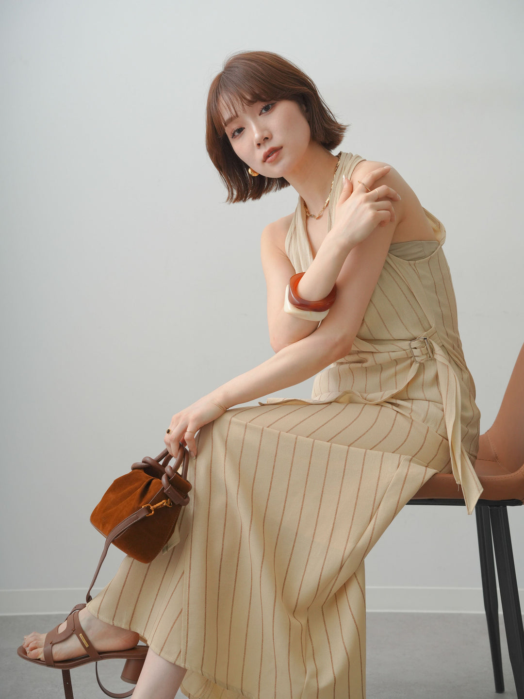 [SET]ストライプカシュクールジレ+ストライプカシュクールジレ(2set)