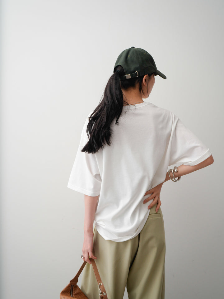 [SET]フォトプリントロゴTEE+アシンメトリーベルトタックワイドパンツ(2set)