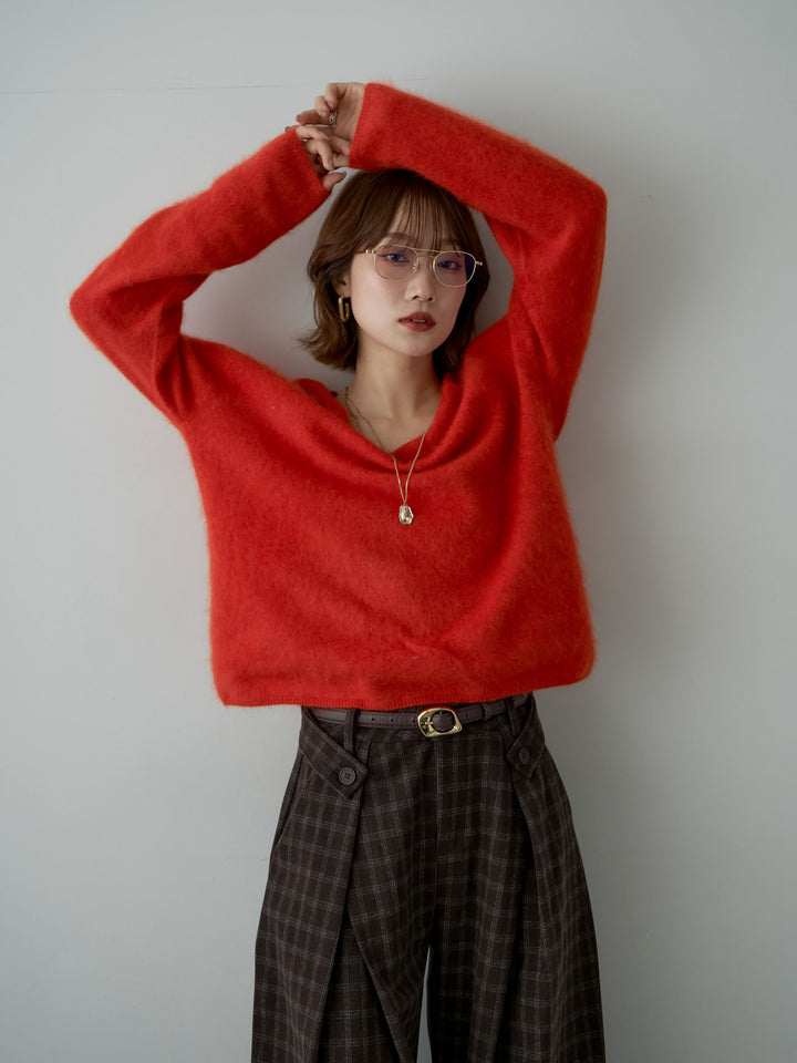 [SET]カシミア混フェザータッチVネックニットトップス+選べるアクセセット(2set)