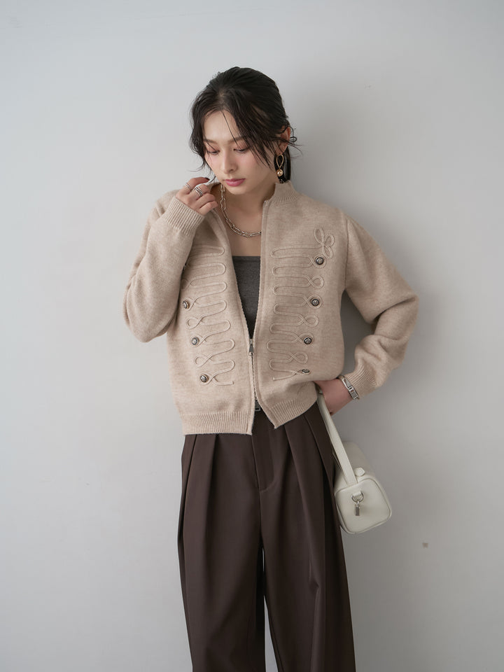 [予約]ナポレオンWジップニットカーディガン/beige