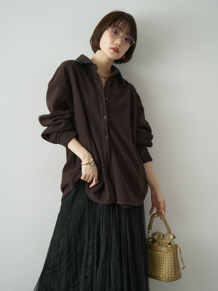 [予約]フリースパイピングシャツ/brown