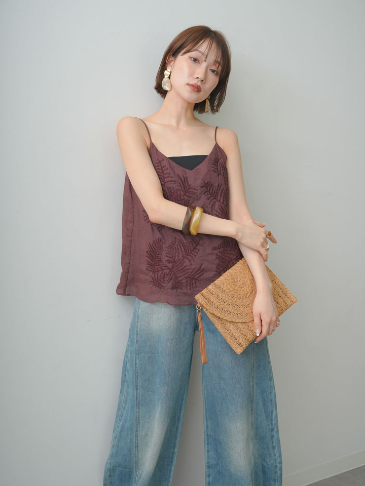 [予約]パームビースエンブロイダリーキャミソール/brown