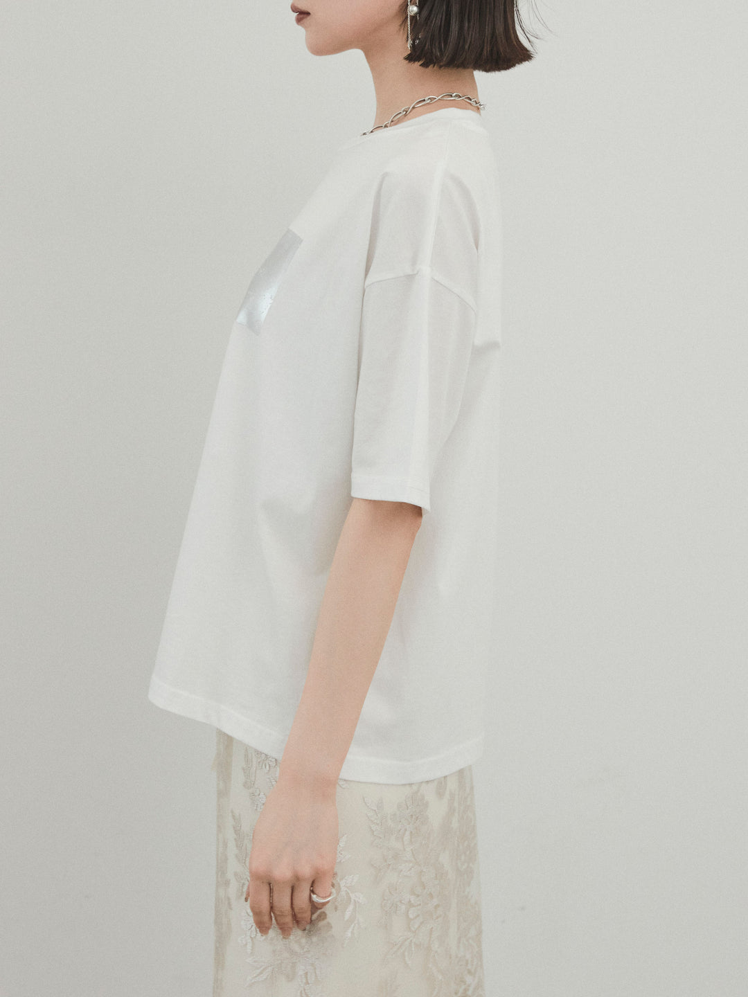 [予約]箔プリントドライタッチコットンTEE /オフ