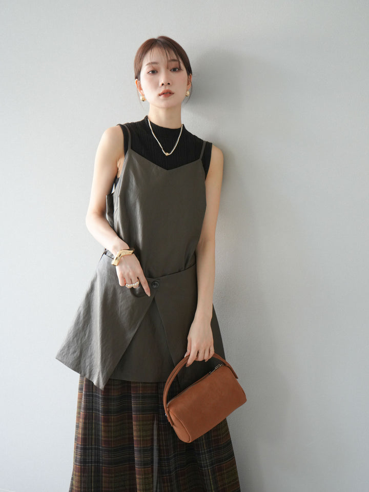 [予約]レイヤードレザーキャミソールチュニック/ブラウン