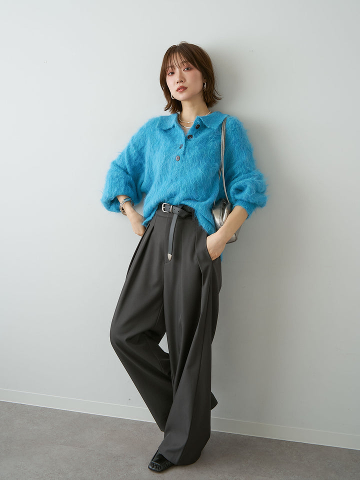 [SET]ヘンリーシャギーニットトップス+選べるアクセセット(2set)