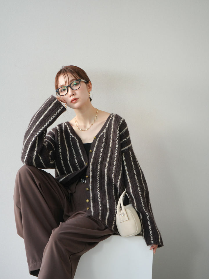 [予約]ベルト付タックワイドパンツ/ブラウン