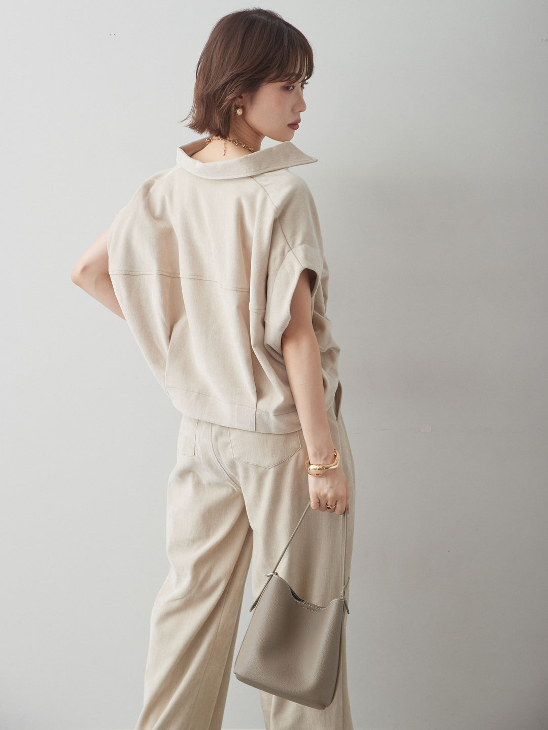 [予約]ベロアデニムランタンシャツ/ivory