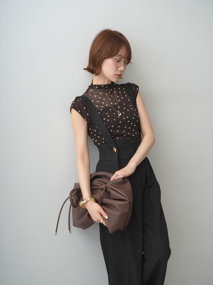 [予約]プチネックドットシアートップス/brown
