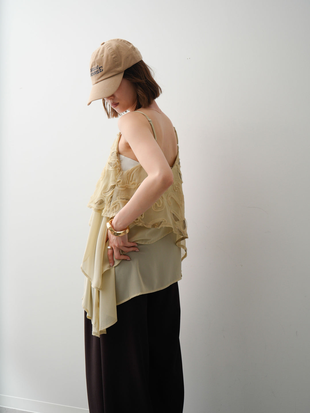 [SET]スパンコールモチーフシフォンキャミソール+スパンコールモチーフシフォンキャミソール(2set)